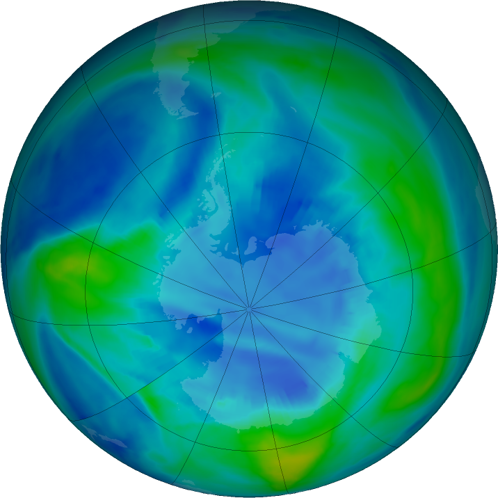 Antarctic ozone map for 17 April 2023